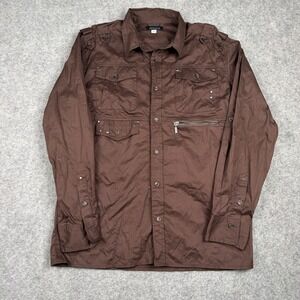 Imperious Button Down Shirt Mens XL Brown Tactical Utility Cargo Long Sleeve